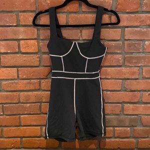 WeWoreWhat - black w white stitching bodysuit